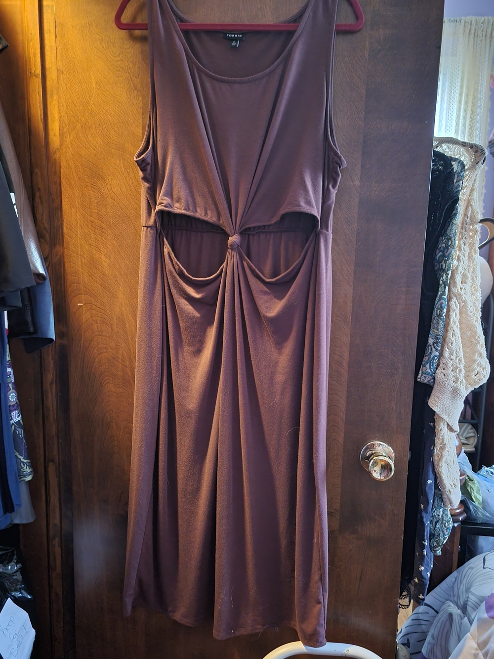 torrid Mauve Knot-Front Midi Dress